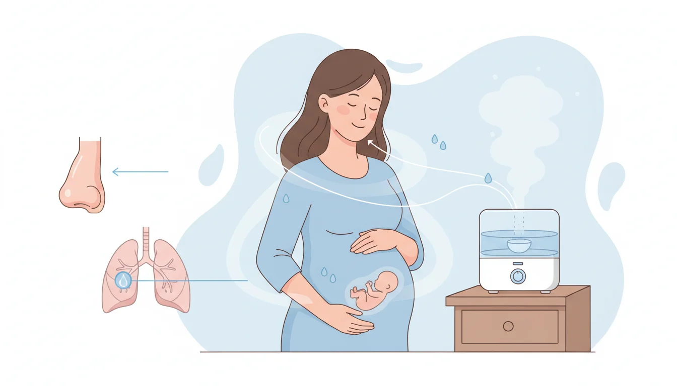 Illustration showing humidifier during pregnancy concept