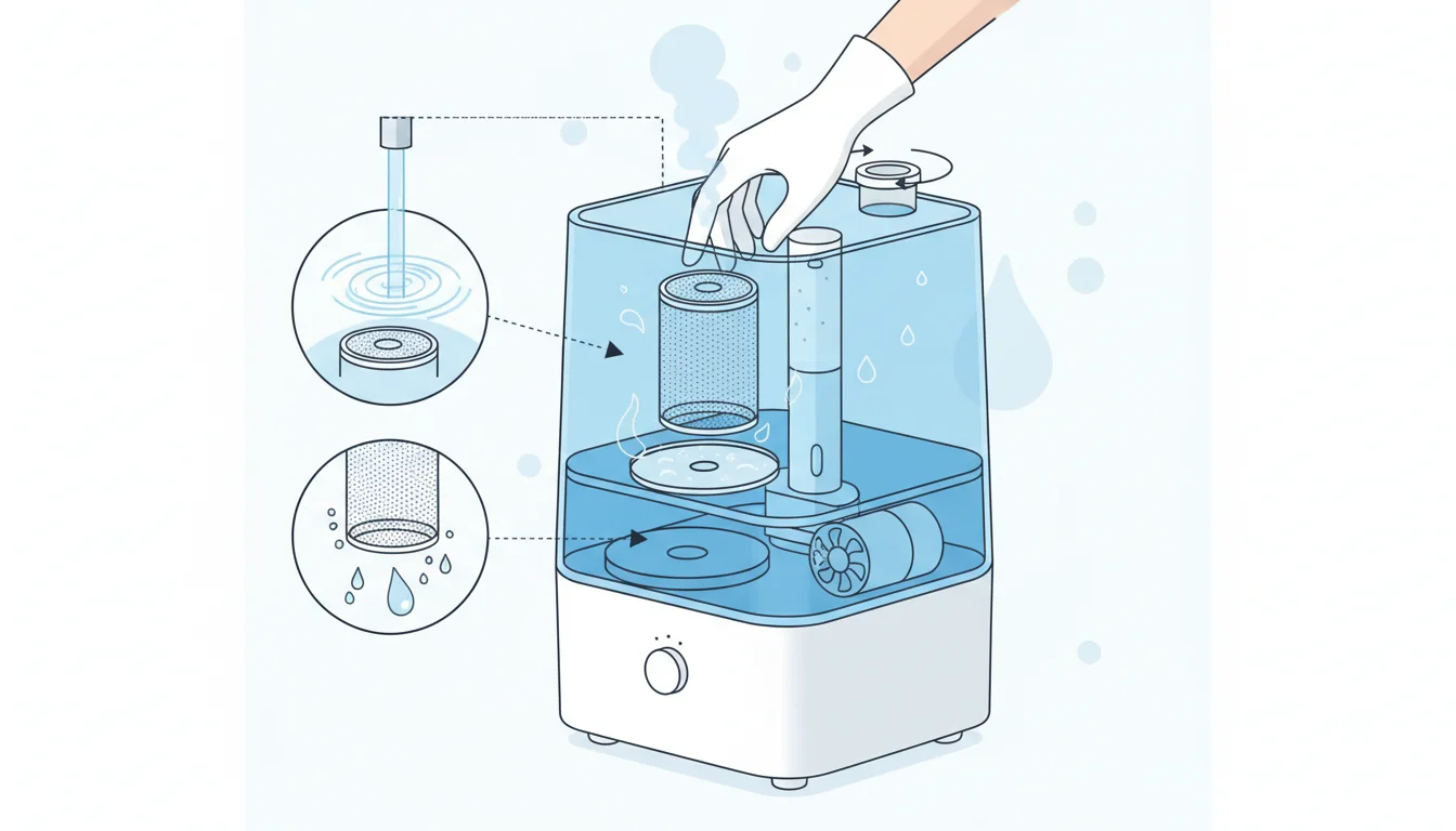Illustration showing humidifier that's easy to clean concept