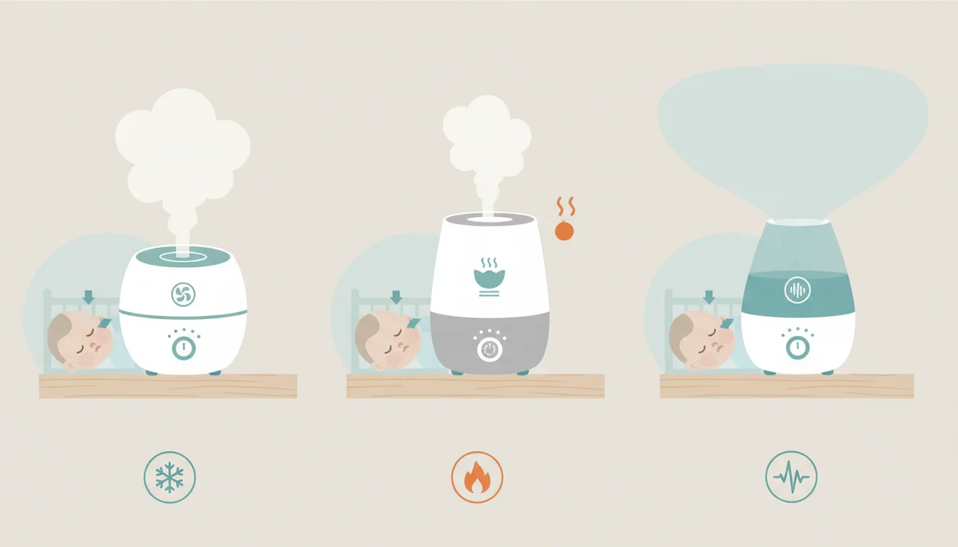 Illustration showing what humidifier is best for baby congestion concept