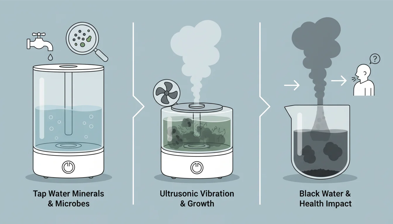 Illustration showing why did my humidifier water turn black concept