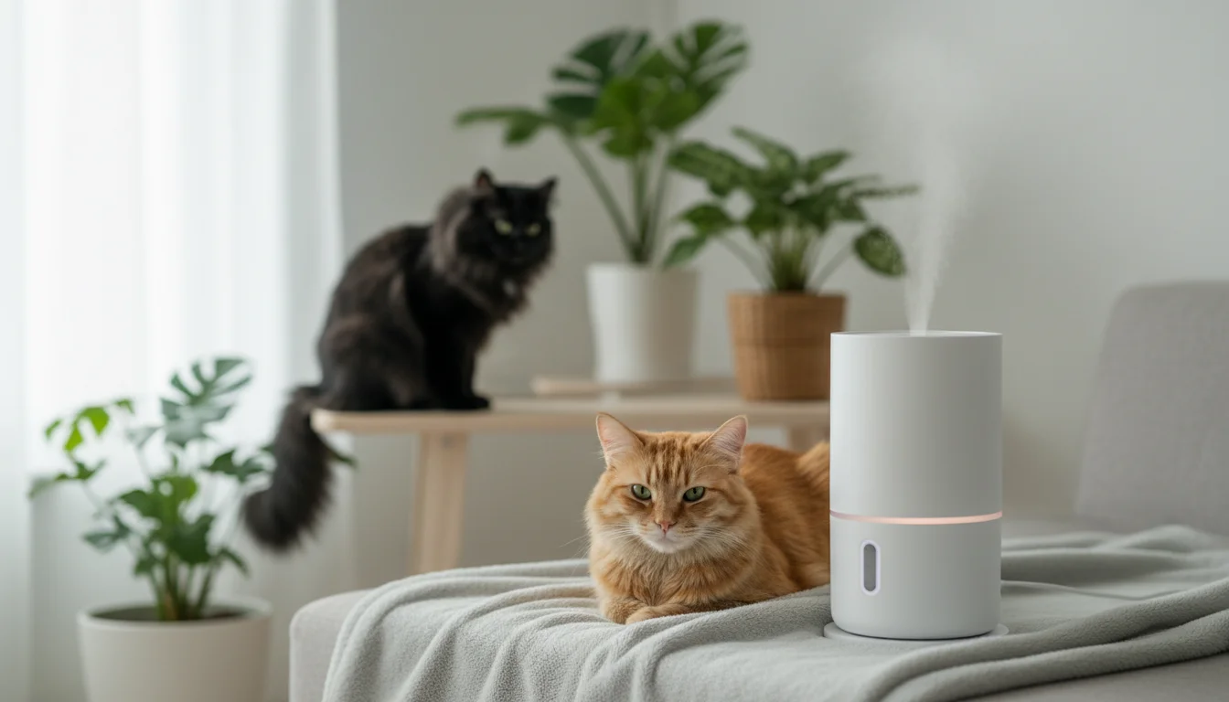 humidifier around cats - featured image for guide