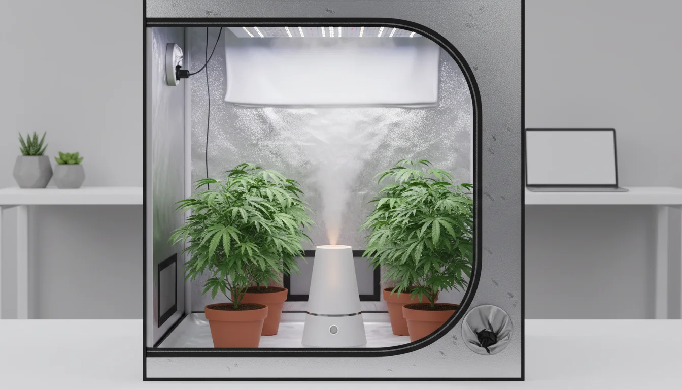 humidifier inside grow tent - featured image for guide