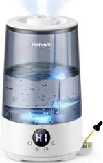 Homvana Humidifiers for Bedroom Home, 3.6 L Cool Mist Top-Fill 34H Super Long Time, Quiet 23dB, Baby Humidifier, Oil Diffuser for Large Room, Plants, Nursery, Office BPA FREE, 7 Color Light Ultrasonic