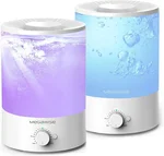 Megawise Cool Mist Humidifier | 2 Pack of 3.5L Capacity Top Refill for Nursery, Bedroom, Home and Office + Super Quiet Ultrasonic Vaporizer.