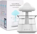 Cloud Rain Humidifier for bedroom with Soothing Rain Sounds - Bedroom Sleep Aid, Waterfall Night Light, Mushroom Design Air Moisturizer for bedroom and living room (White)
