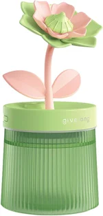 260ml Cool Mist Humidifier with Cute Flower, USB Humidifier with Light, Essential Oil Diffuser, Aromatherapy Oil Diffusers for Bedroom, Office, Plants, Yoga, SPA, Baby, Easy to Clean (Green)