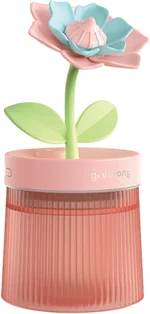 260ml Cool Mist Humidifier with Cute Flower, USB Humidifier with Light, Essential Oil Diffuser, Aromatherapy Oil Diffusers for Bedroom, Office, Plants, Yoga, SPA, Baby, Easy to Clean (Pink)