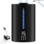 6L Humidifiers for Bedroom Large Room Home, Cool and Warm Humidifier for Plants Mist Top Fill Desk Humidifiers Essential Oil Diffuser, Quiet Humidifier with Adjustable Mist,360°Nozzle-Midnight Black