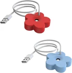 2Pcs USB Small Humidifier,Portable Creative Flower Humidifier,Easy to Use,Plastic Quiet Mini for Home Bedroom Office Desk(Red&Blue)