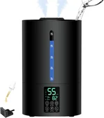 5.2L Humidifiers for Bedroom Large Room Home, Cool & Warm Humidifiers for Plants Mist Top Fill Desk Humidifiers Essential Oil Diffuser, Quiet Humidifiers with Adjustable Mist,360°Nozzle-Midnight Black