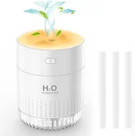 Small Humidifier with Night Light, Mini Desktop Cool Mist Humidifier Portable 350ml White Mini Oil Diffuser with USB Super Quiet 2 Mist Mode for Plants Desk Baby Bedroom Office