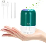 USB Powered Mini Humidifier for Bedroom, Portable 200ml Small Cool Mist Auto Shut-Off Desk Humidifier with Colorful Lights and 2 Mist Modes for Home Office Car Indoor Plants (Green)
