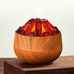 Simulated Carbon Fire Humidifier, Cool Mist Humidifier with Charcoal Fire Design, Ultra-Quiet Humidifier for Large Room, Bedroom, Office, Wood Grain (Light Texture), medium, SX-E351