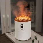 Volcano Humidifier Flame Aroma Diffuser, Personal Desktop Jellyfish Mist Flame Spray Humidifier for Bedroom Plants Office, Auto Shut-Off, 450ml, USB Power