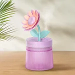 Cute Flower Mini Humidifier, 260ml Sunflower Desktop Humidifiers for Bedroom, Portable Small Cool Mist Humidification for Home, Baby Nursery, Office & Indoor Plants, USB Powered (Purple)