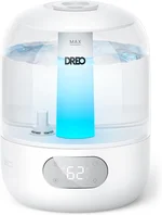 Dreo Humidifiers for Bedroom, 3L Top Fill 30H & 26dB Quiet Runtime for Large Room, Cool Mist Ultrasonic Humidifier with Humidity Sensor, Night Light for Home, Baby, Nursery, Plants, 360° Nozzle, White