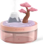 Mini Humidifier Bedroom Quiet Air Humidifier with Landscape Decoration for Nursery Office Small Room and Plant - Night Lights, Auto Shut-off, Two Spray Modes (Pink cherry tree)