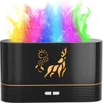 Colorful Aroma Essential Oil Diffuser for Home, Quiet Cool Mist Flame Humidifier for Bedroom with Remote, Fire Flame Diffuser Humidifier with Scent (Black)
