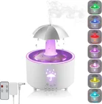 Humidifier for Bedroom, 7-Color Rotating Umbrella Diffuser with Rain Drop Effect, 300ML Small Humidifier Aroma Diffuser with Remote & Timer, Funny Rain Humidifier Gift for Kid Teen Women (White)