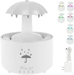 Rain Umbrella Humidifier for Bedroom, Essential Oil Diffuser with 7 Colors LED Lights, Air Humidifiers, Cool Mist Humidifier with 3 Timers, Aroma Diffuser, for Relaxation, Sleep, Home (White)