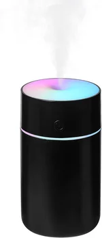 HODEMI Portable Mini Humidifier - Rechargeable Small Personal Desk Cold Mist Air Humidifier with Adjustable Colorful Atmosphere Light and 4/8 H Timer Sprays Modes for Car, Bedroom & Office (Black)
