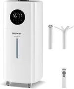 COSTWAY 21L/5Gal Humidifier for Large Room, Top Fill Whole House Humidifier, 3 Mist Levels, Extension Tube, 360° Nozzles & Remote Control for Bedroom, Plants
