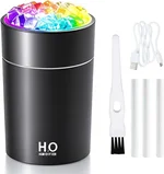 Portable Mini Crystal Dazzling humidifier - colorful LED light, 220ml reservoir, USB power supply, cold fog technology, quiet and safe, suitable for car/office/bedroom, black classic design