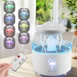 Rain Cloud Humidifier Water Drip, 300ML Rotating Jellyfish Aroma Diffuser with Remote &Timer, 7 Colors Mood Light Air Humidifier Raindrop Humidifiers for Bedroom Desk Funny Gift (White)