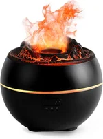 Volcano Diffuser, Humidifier for Bedroom, 360ml Aroma Diffuser, 7 Lighting Colors Flame Diffuser, Timer & Auto Shut-Off, Volcano Humidifier Suitable for Bedrooms, Offices, SPA - Black