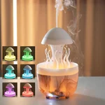 Jellyfish Humidifier with Marble Print, 7 Colors Rain Humidifier Diffuser with Remote, 300ML Rainfall Cool Mist Humidifiers & 3/4/8Timer, Auto Shut-Off Slient Diffuser for Bedroom Office (A)