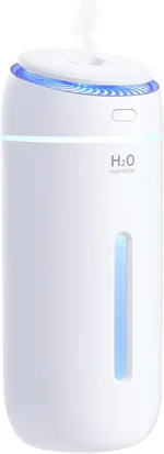 Portable Mini Humidifier, Colorful, Cool Mist, USB Powered, Personal Desktop Humidifier for Car, Office Room, Bedroom,etc. Auto Shut-Off, 2 Mist Modes, Super Quiet-White