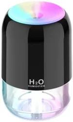 310ML Essential Cool Mist Humidifier Quiet Aromatherapy Diffuser with 7 Color Running Horse Lights and White Light Night Light, 2 Mist Levels for Home, Room, Car, Office, Black