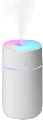 Humidifier, Humidifiers for Bedroom with Colorful Atmosphere Lights,2 Mist Modes Quiet, Easy to Clean, Small Portable for Plants, Baby, Car, Travel and Office(White)