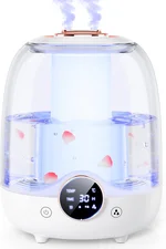 Humidifiers for Bedroom, 3L Tank for 30H 20dB Quiet Mist Time, Dual Nozzles, LED Lights, Smart Timer (2/4/8 Hours), Auto Shut-Off, Perfect for Baby and Large Rooms, (White)
