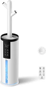 Humidifiers for Bedroom - GloryAir 2.11Gal (8L) Quiet Top Fill Cool & Warm Mist Humidifier Large Room 650 ft² with Humidistat, diffuser, Auto Mode, 7-Color Light for Plants, Baby, Adults, Office & Home