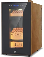 25L Upgraded Electric Humidor with Leather, 200 Counts Large Capacity,Thermostatic Electric Cooler Cabinet with Digital LED Screen, Safety Lock,Smart Humidity & Temp Control, Gifts for Men