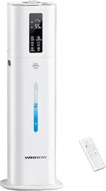 VAGKRI 12L Large Room Humidifier, 120H Long Lasting Cool Mist, 3 Mist Levels, Auto Humidity Adjustment, Top Fill Design with Essential Oil Tray for Bedroom, Home, Plants, Baby